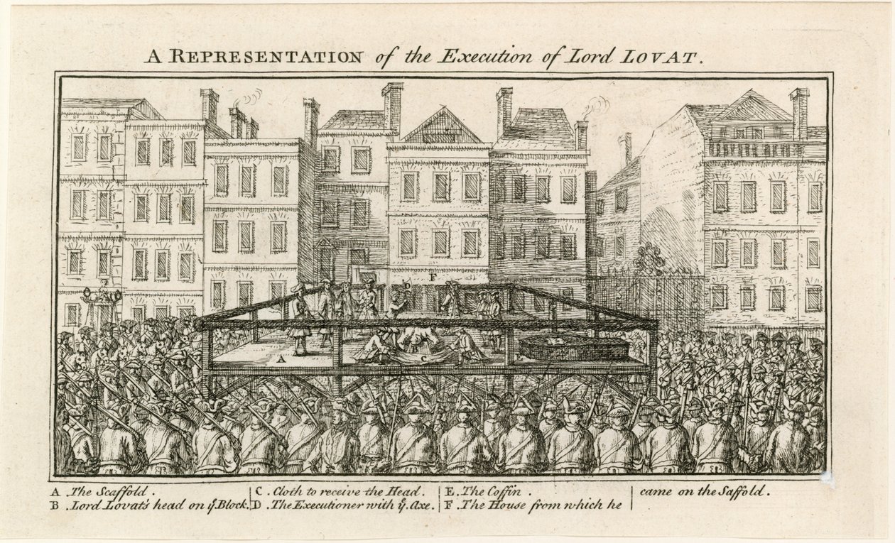 Avrättning av Lord Lovat (gravyr) av English School