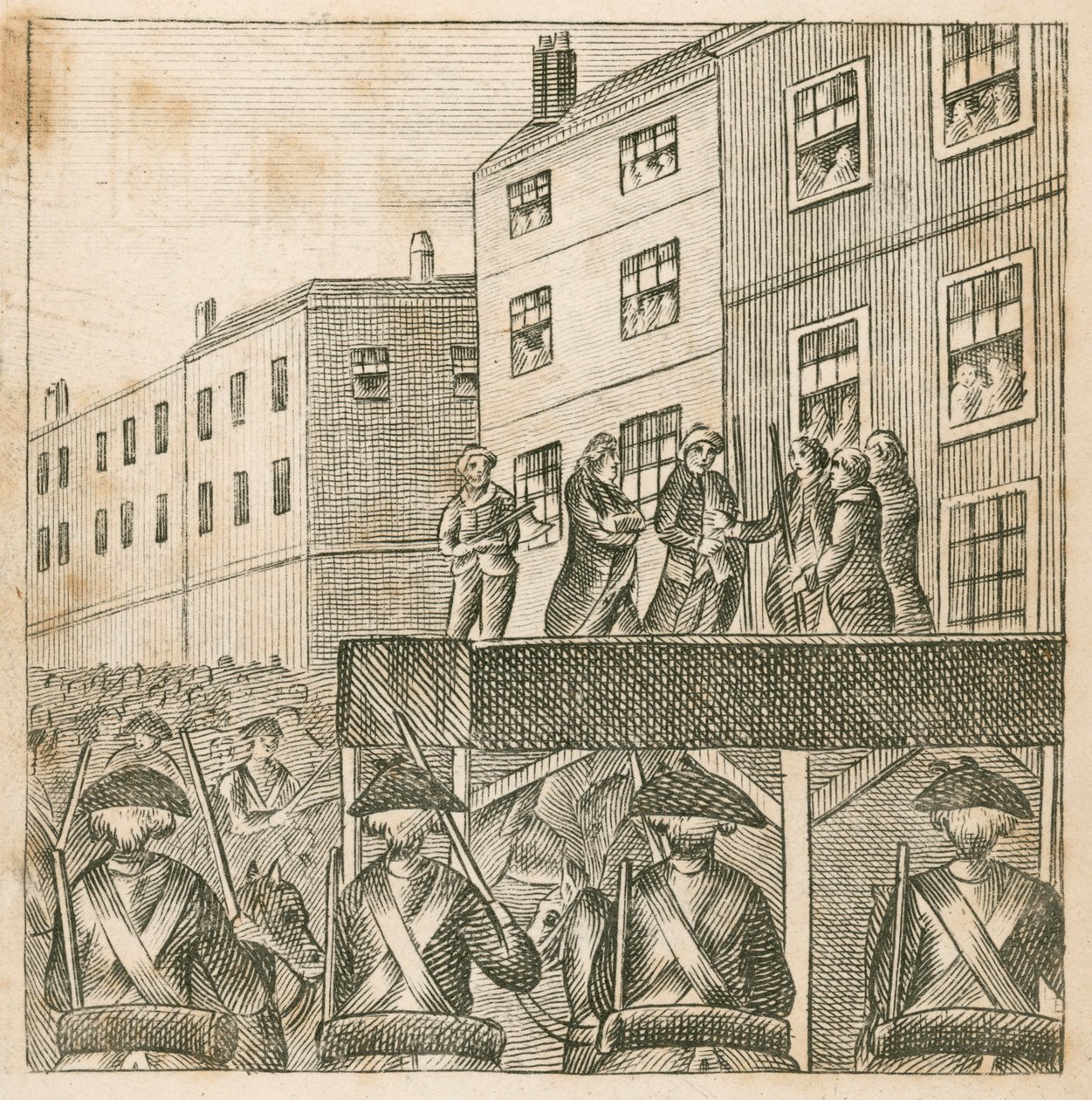 Avrättning av de upproriska lorderna på Tower Hill i London av English School