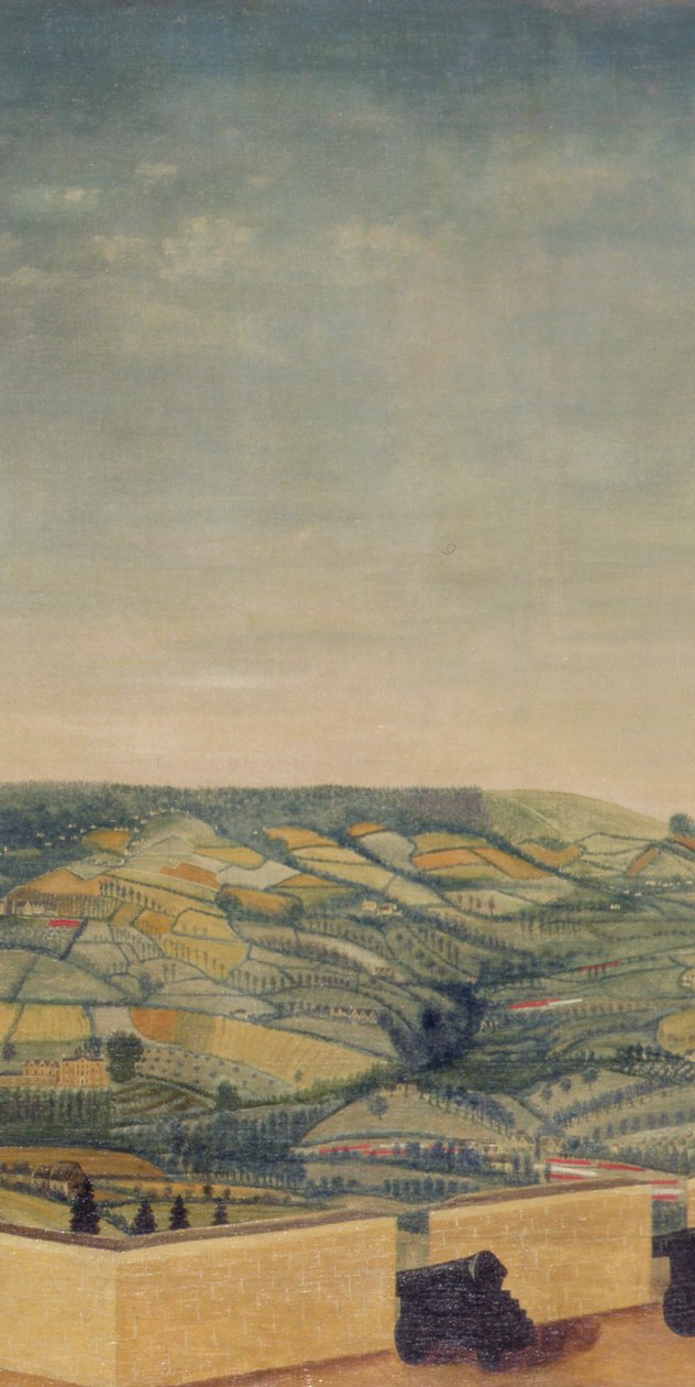 Omfattande landskap sett från Rodborough Fort, ca 1764 (olja på duk) (detalj av 65821) av English School