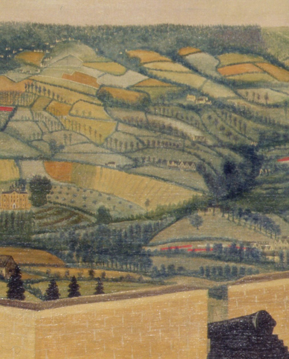 Omfattande landskap sett från Rodborough Fort, ca 1764 (olja på duk) (detalj av 65821) av English School