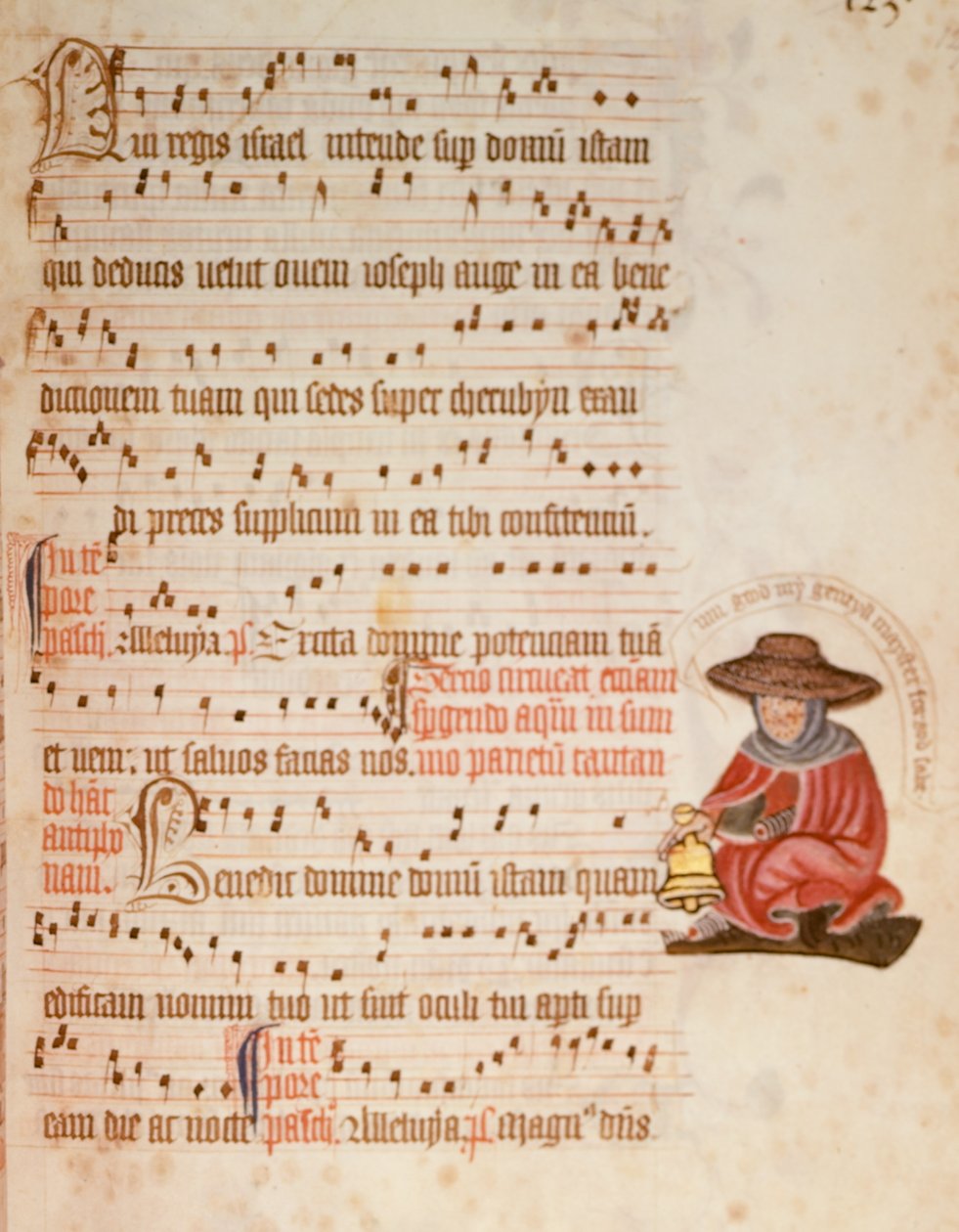 F.127 Notblad med en teckning av en spetälsk, c.1400 (vellum) av English School