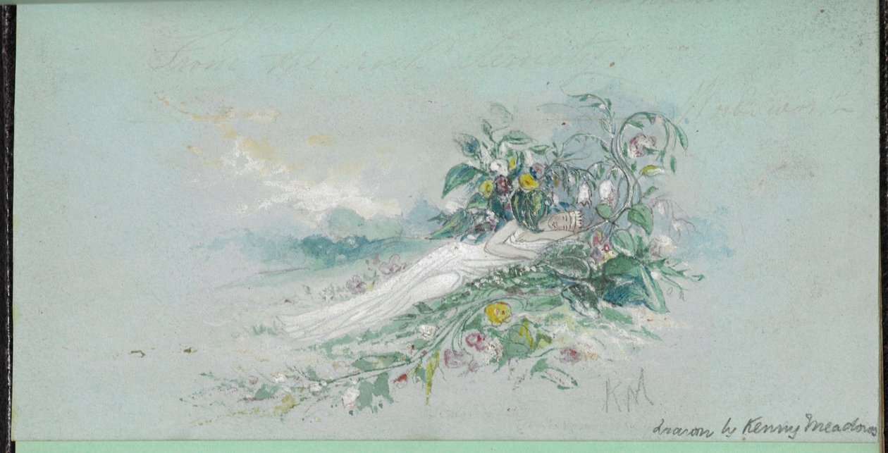 F.7: En kvinna bland blommor, från en 