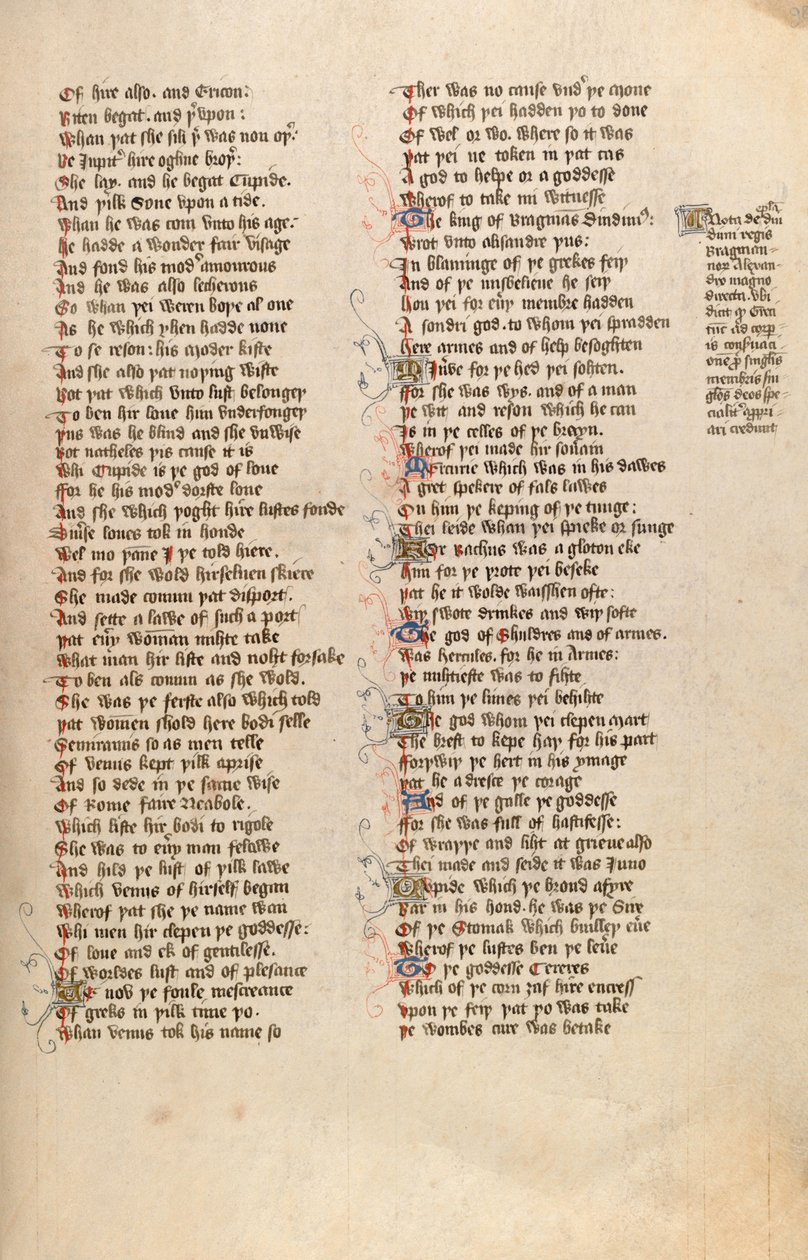 F98r från Ms New Coll 266, De confessio amantis av John Gower (penna och bläck på veläng) av English School