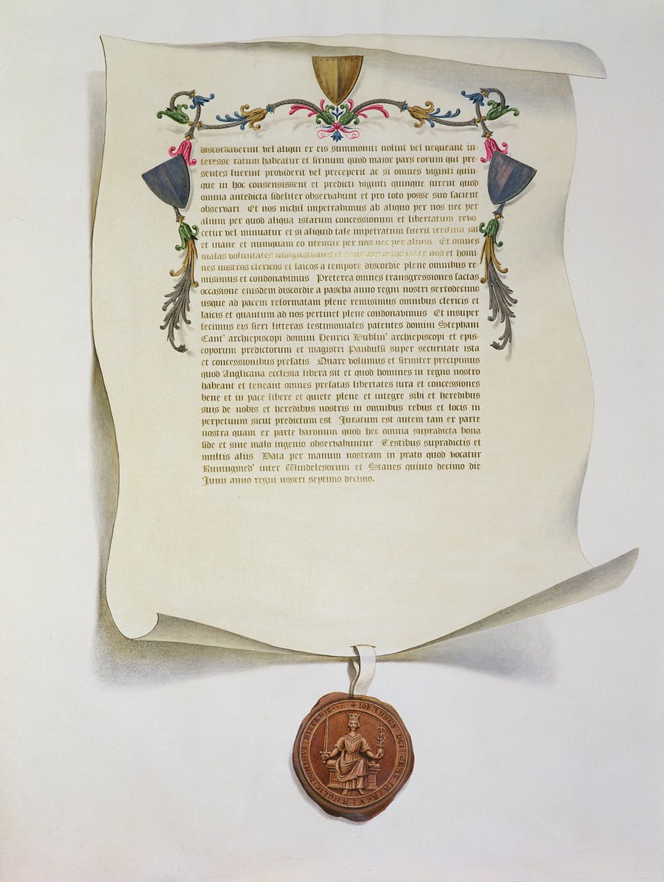 Faksimilupplaga av Magna Carta, publicerad första gången 1225, 1816 av English School