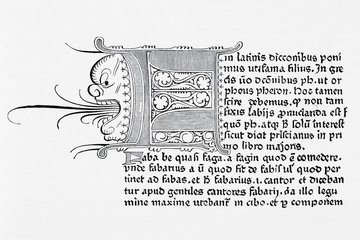 Faksimil av en sida från Catholicon, tryckt av Johannes Gutenberg, Mainz, 1460 av English School
