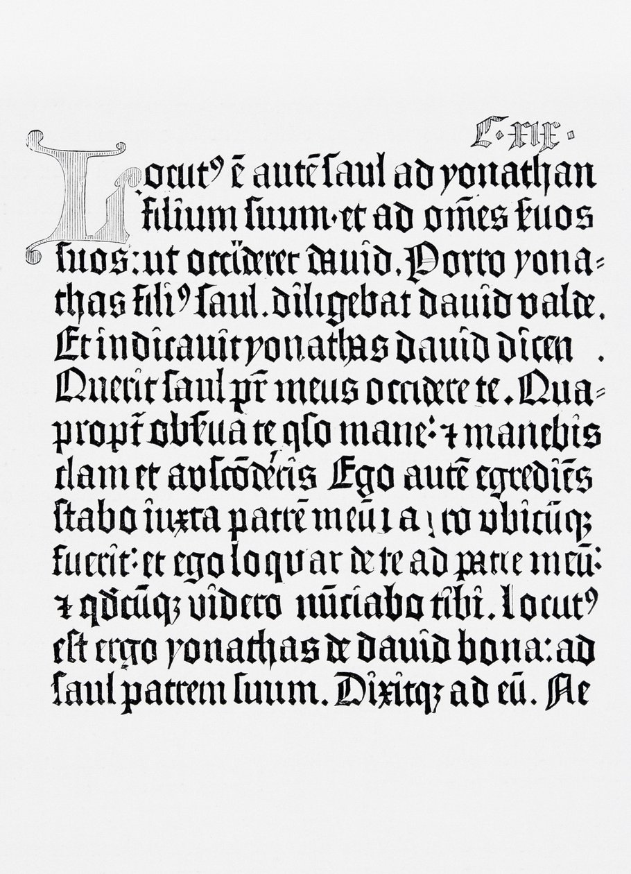 Faksimil av en sida från Bibeln, tryckt av Johannes Gutenberg, Mainz, 1456 av English School