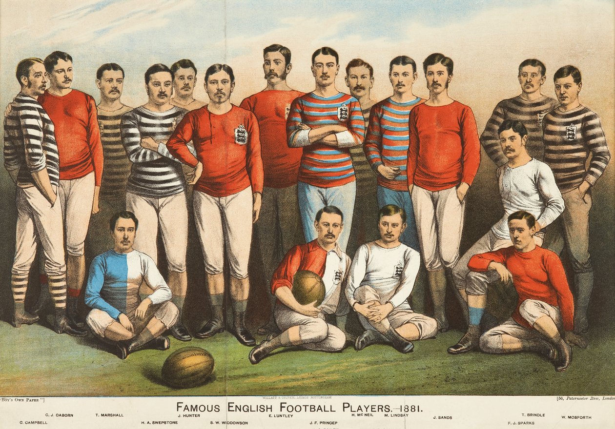 Kända engelska fotbollsspelare från 1881, från Boys Own av English School