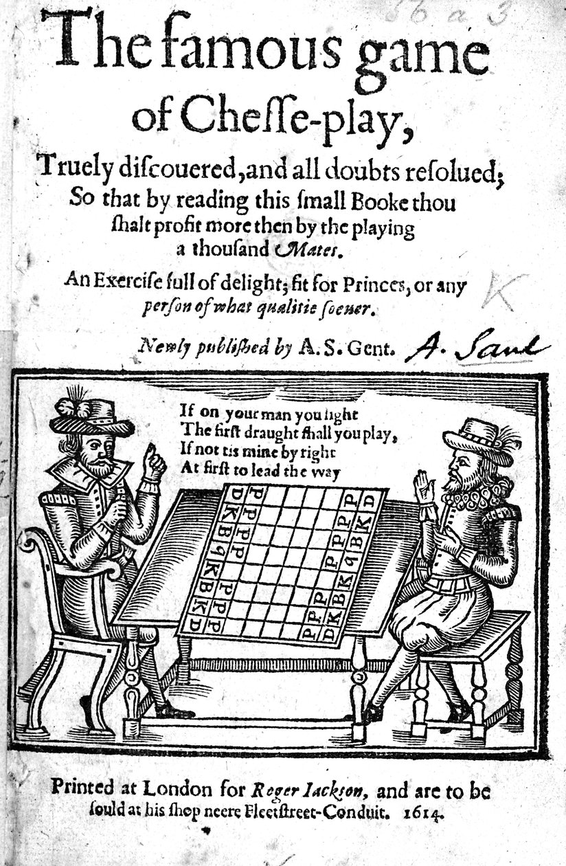 Famous Game of Chess, 1614 (träsnitt) av English School