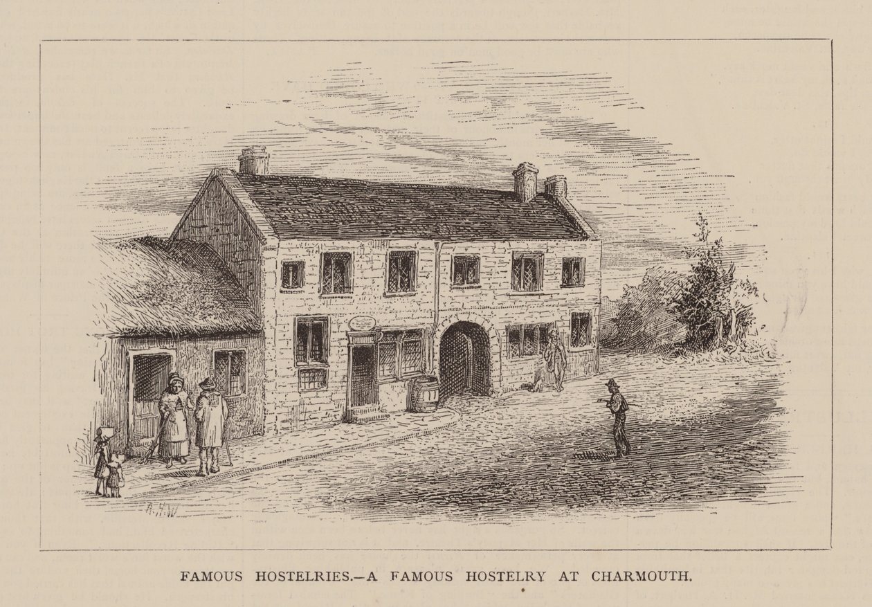 Berömda värdshus, Ett berömt värdshus i Charmouth (gravyr) av English School
