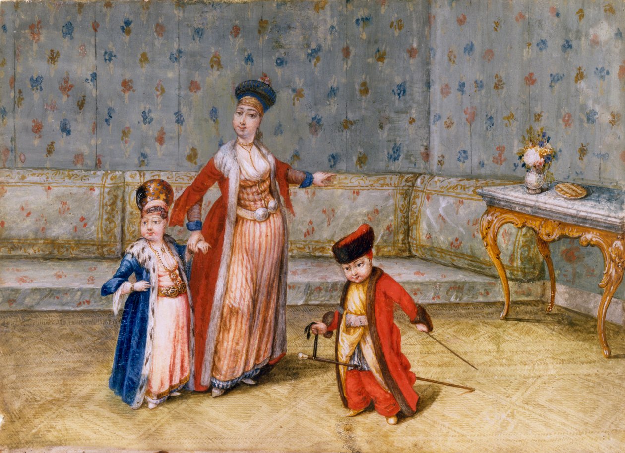 Fanariot Family, sent 1800-tal (wc på papper) av English School