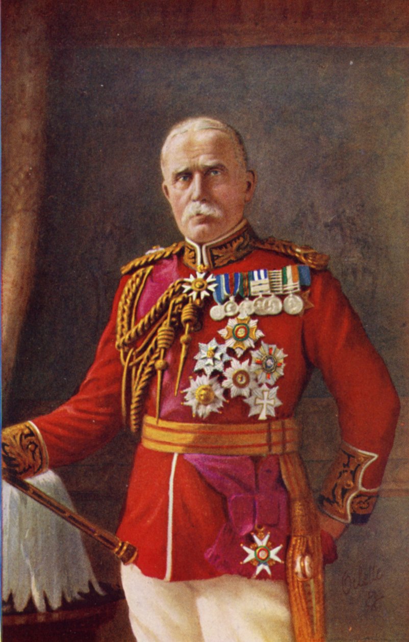 Fältmarskalk Sir John French (färglitografi) av English School