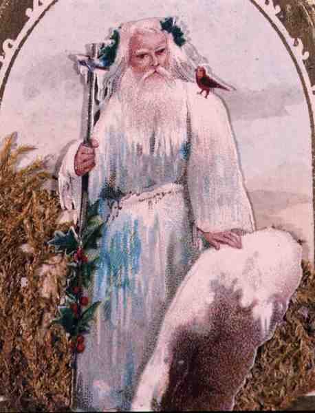 Figur av gammal vinter, viktoriansk (färg litho) av English School