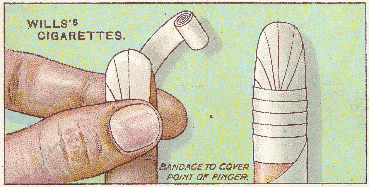 Fingerbandage, nr 50 från First Aid-serien med Willss Cigarettes-kort, 1913 av English School