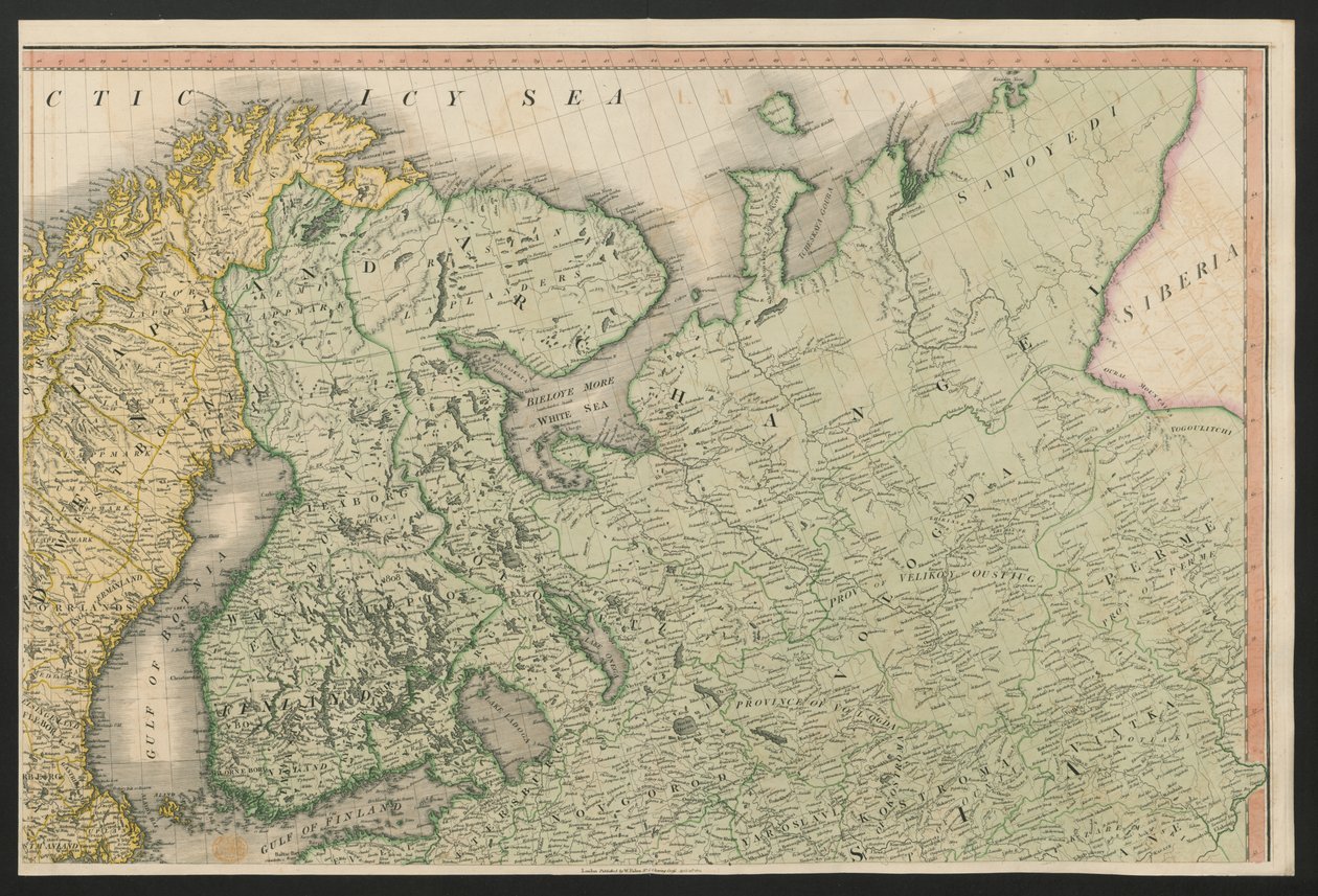 Finland och Ryssland, från Europa, som beskriver alla förändringar av territoriet, tillsammans med deras avvikelser i gränslinjerna för dess flera imperier och stater som överenskommits om och bekräftas av det definitiva fördraget i Paris, 20 november 1815 av English School