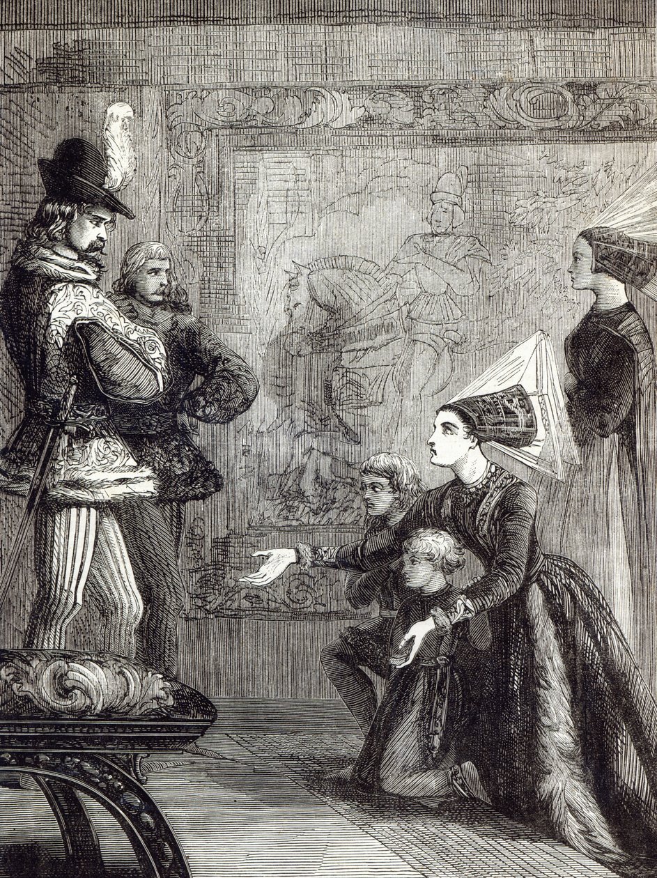 Första mötet mellan Edward IV och Lady Elizabeth Gray, illustration från "Cassell
