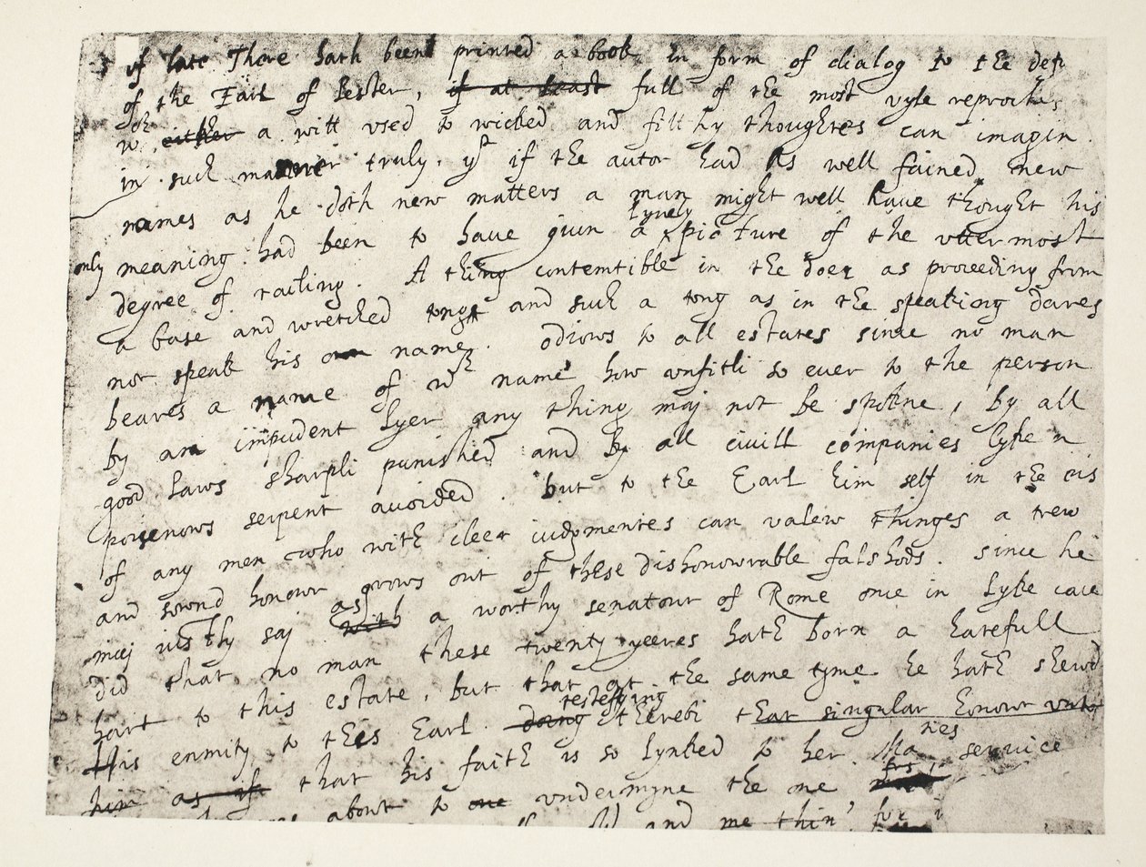Första halvsidan av Sir Philip Sidneys försvar av Earl of Leicester av English School