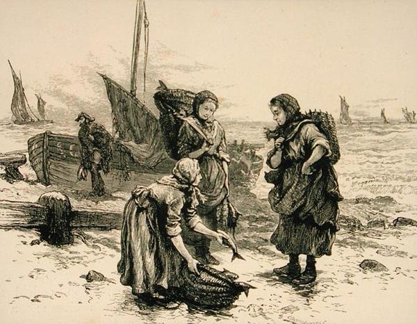 Fiskarkvinnor omkring 1880, från "Scottish Pictures" utgiven av Religious Tract Society. av English School