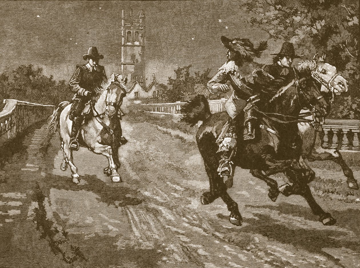 Flight of Charles från Oxford, illustration från Cassells Illustrated History of England (sepiafoto) av English School