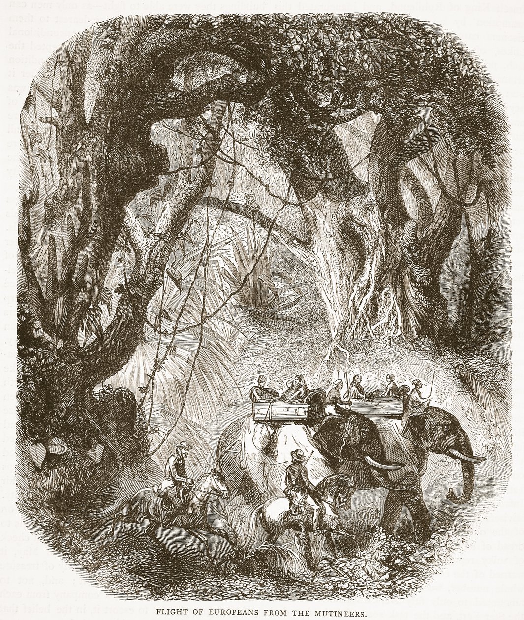Flight of Europeans from the Mytery, illustration från Cassells Illustrated History of England av English School