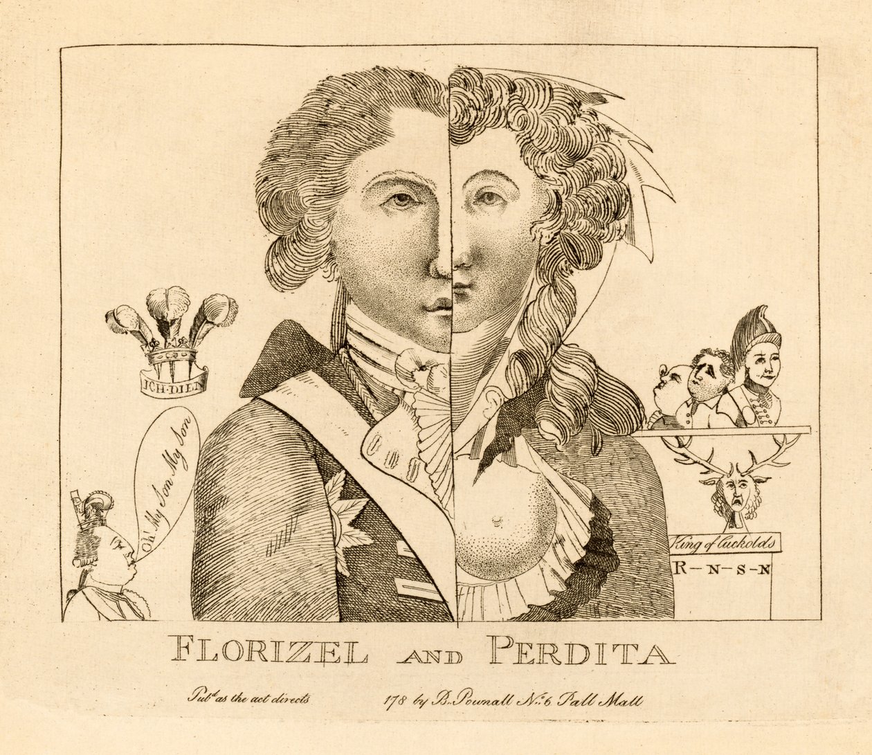Florizel och Perdita, pub. c.1783 (gravyr) av English School
