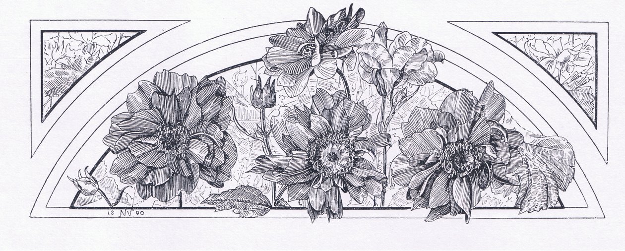 Blomsterdesign, från The Magazine of Art 1893, Cassell and Company, 1893 av English School