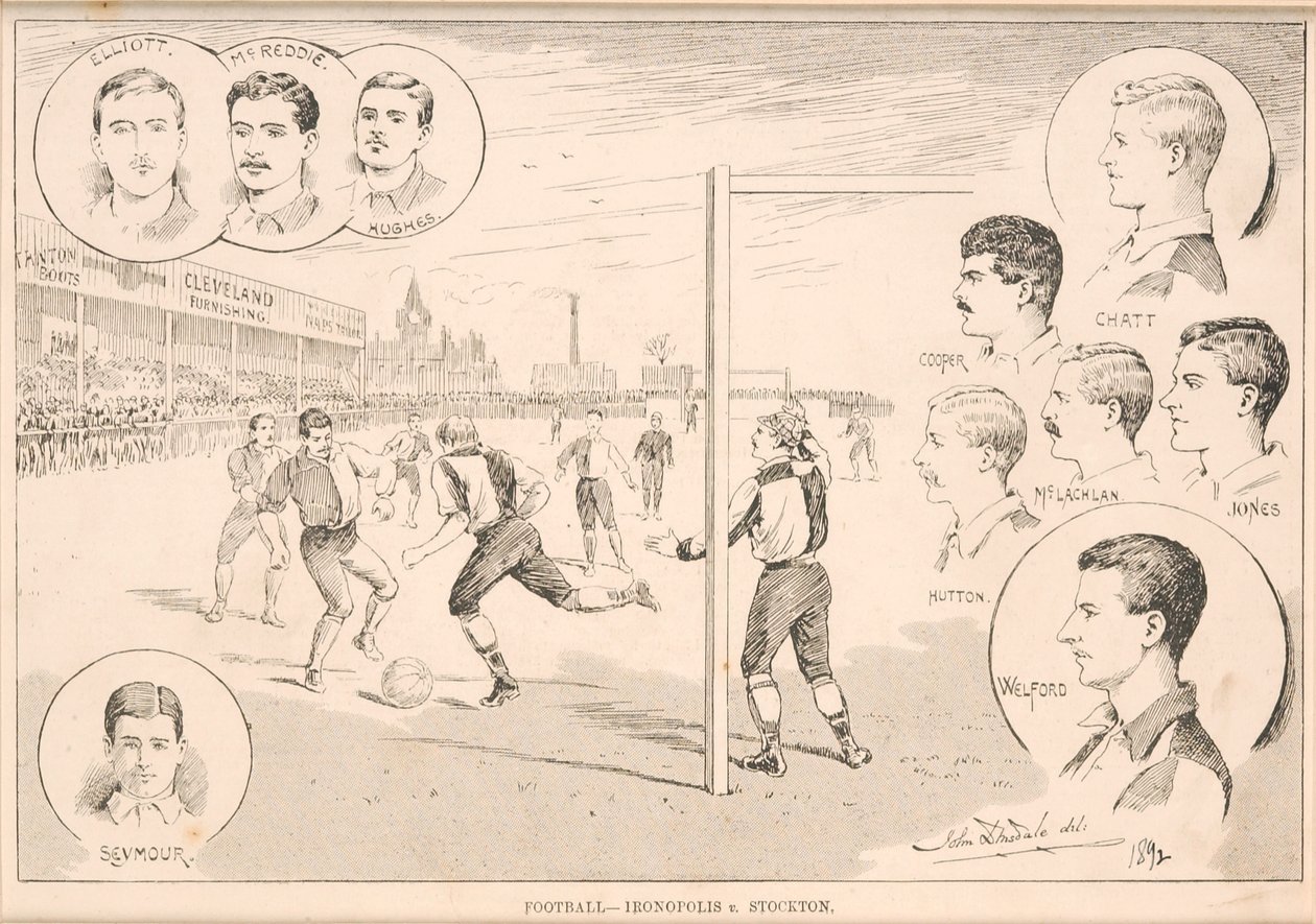 Fotboll - Ironopolis mot Stockton, 1892 av English School