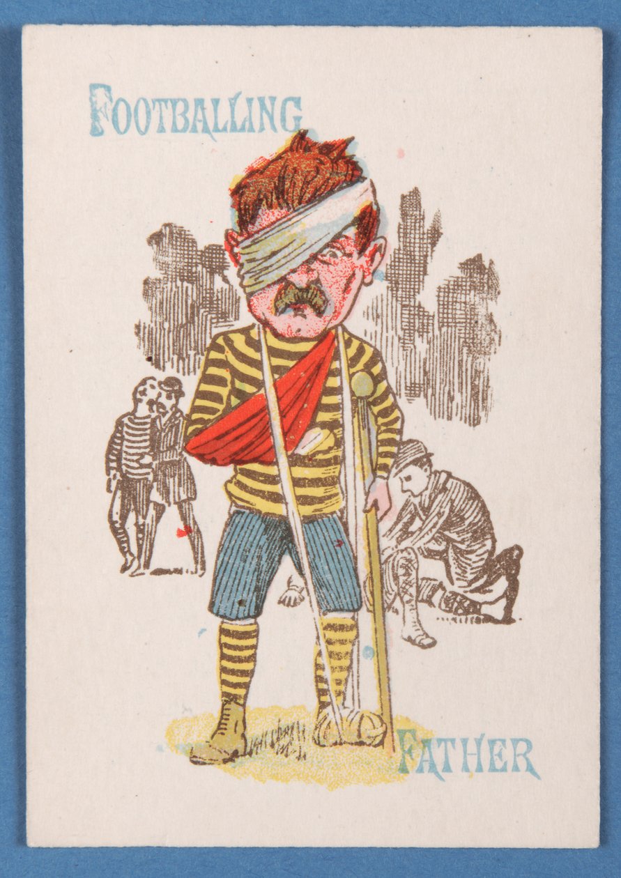 Fotbollsfar, kort från ett Happy Families-spel, ca 1890-1900 av English School