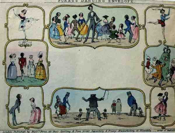 Fores danskuvert, pub. av Mrs Fores, c.1840 (färgad gravyr) av English School