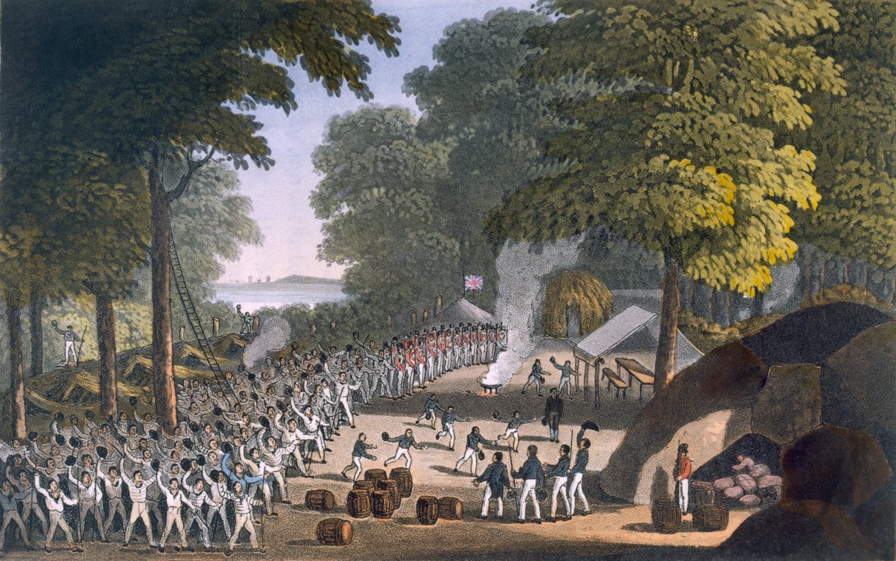 Fort Maxwell, 1820 (färgad akvatint) av English School