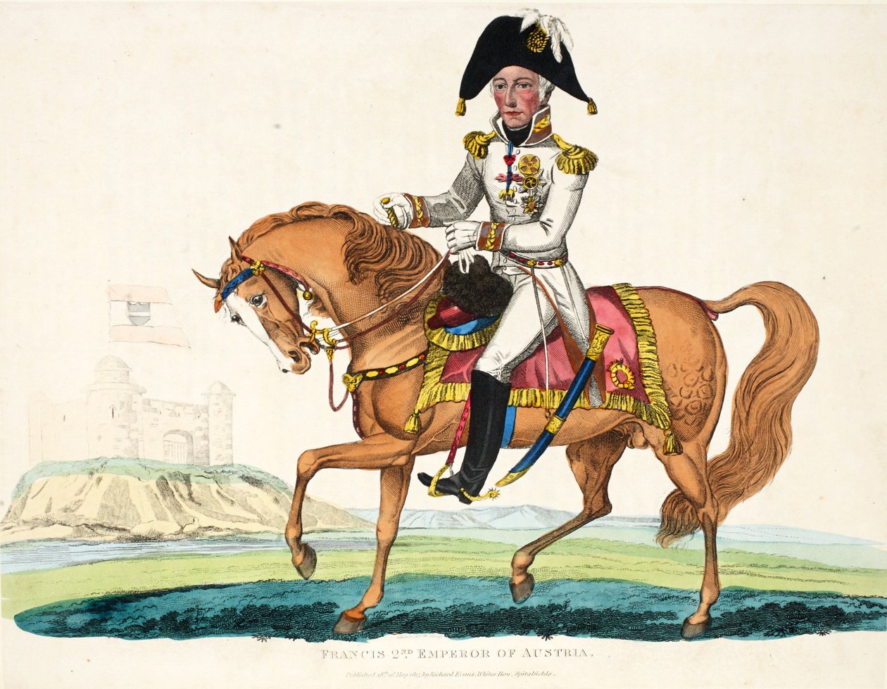 Franciskus 2, Österrikes kejsare, pub. av Richard Evans, graverad av Romney, illustration från An Historical Account of the Battle of Waterloo av William Mudford, 1816 av English School
