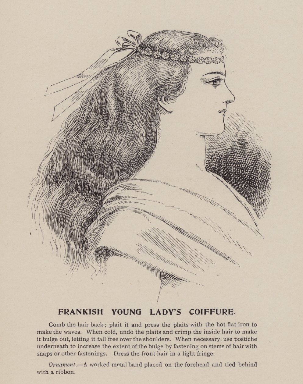 Frankisk ung dams frisyr (gravyr) av English School