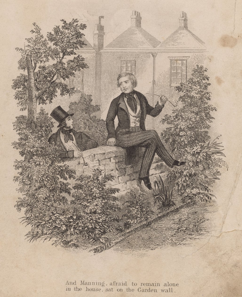 Frederick George Manning sitter på en vägg efter mordet på Patrick O