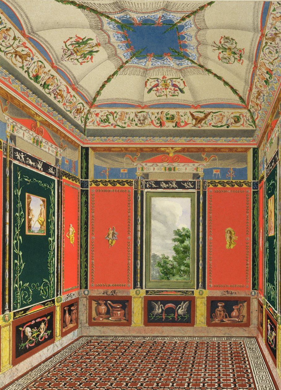 Freskdekoration i Buckingham Palaces sommarhus, från The Decorations of the Garden Pavilion in the Grounds of Buckingham Palace av Ludwig Gruner (1801-82) och Anna Brownell Jameson (1794-1) av English School