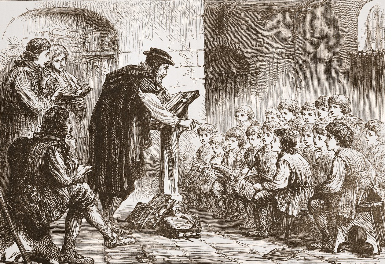 Froments skola vid Molard, illustration från The History of Protestantism av James Aitken Wylie (1808-1890), pub. 1878 av English School