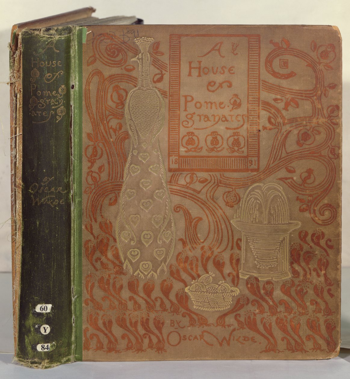 Framsidan av A House of Pomegranates av Oscar Wilde (tryckt textil) av English School