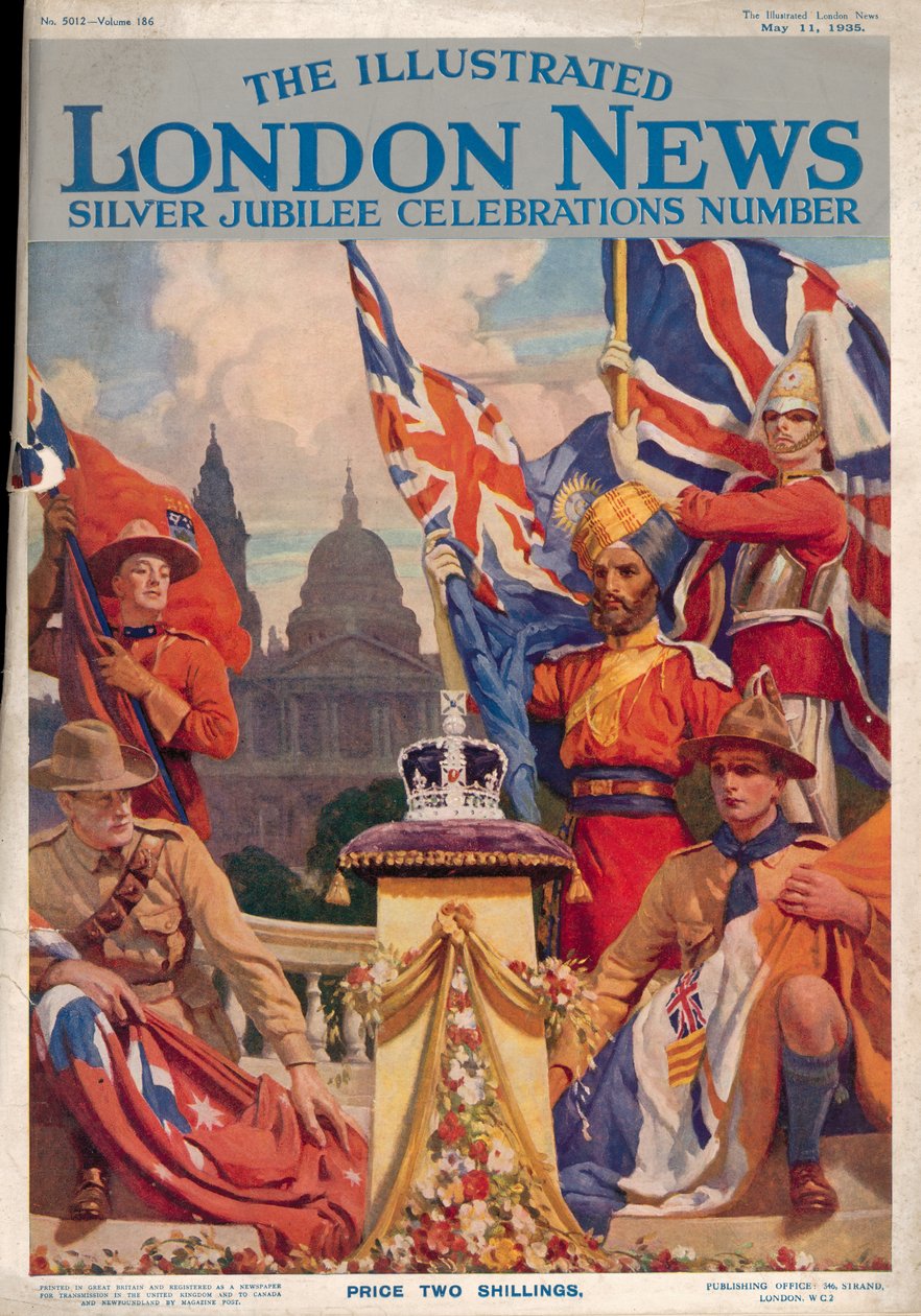 Framsidan av The Illustrated London News Silver Jubilee Celebrations Number, 11 maj 1935 av English School