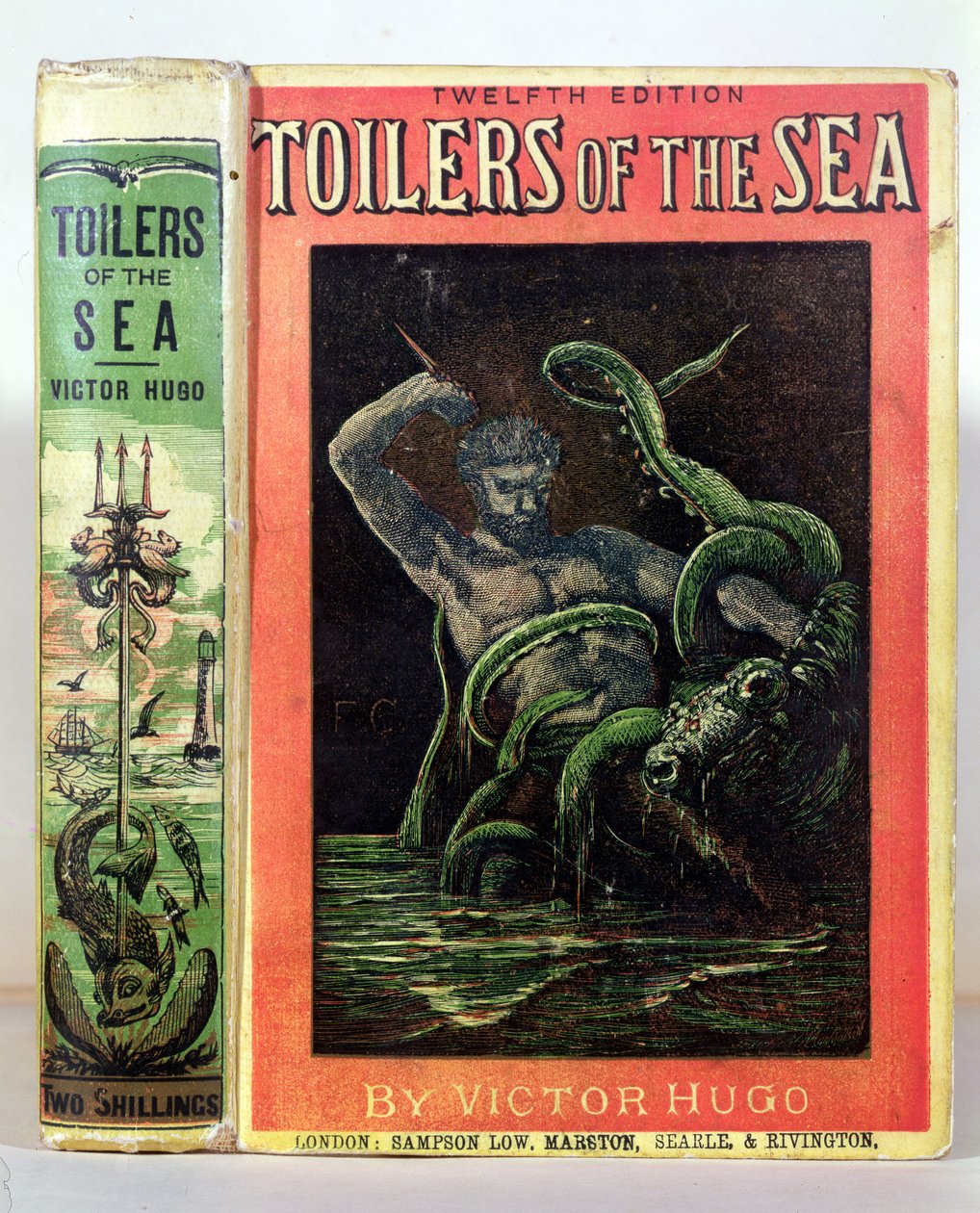 Framsidan av The Toilers of the Sea av Victor Hugo (1802-85) publicerad i London, 1881 av English School