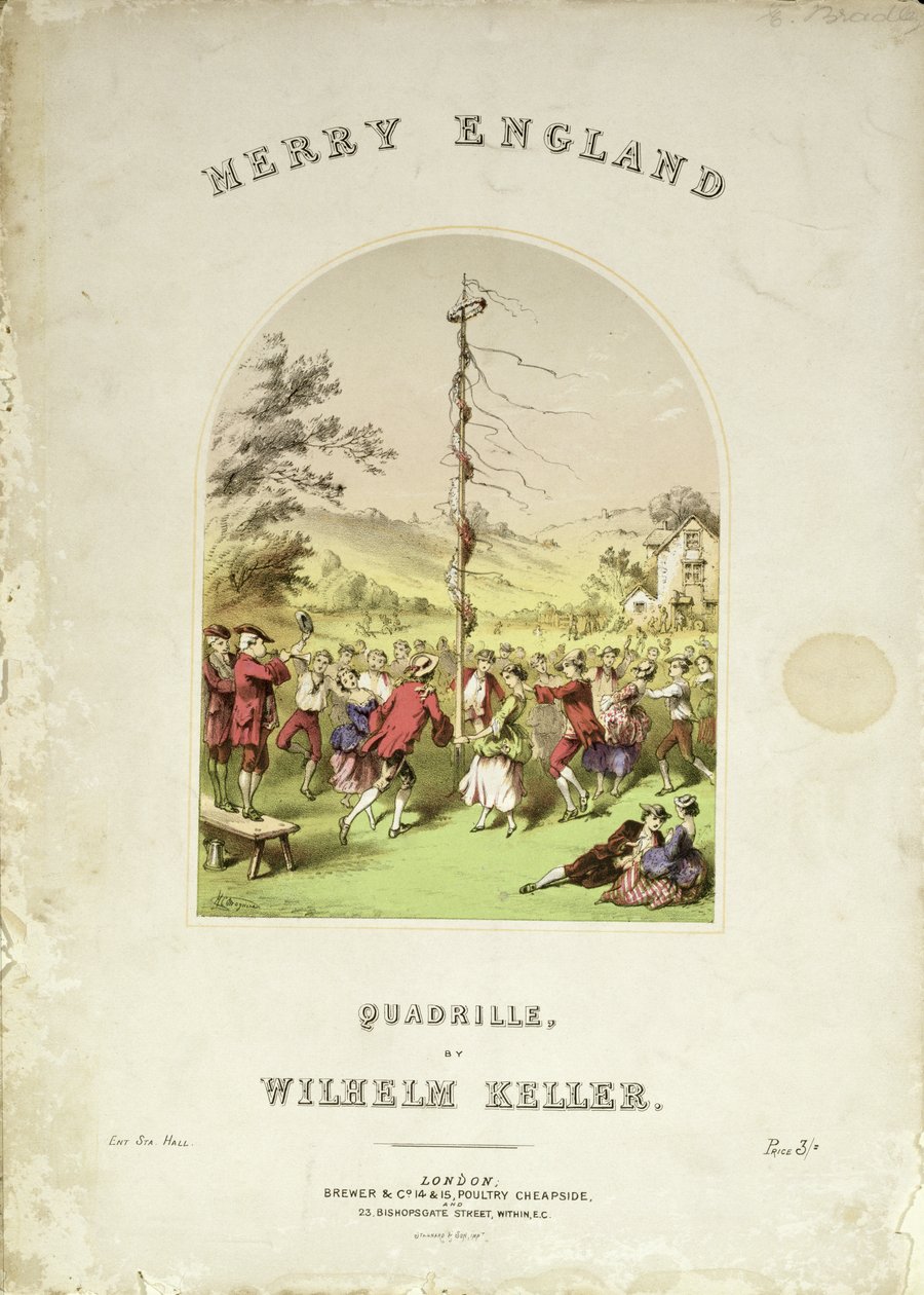 Framsidan av omslaget till Merry England, en kvadrille av Wilhelm Keller av English School