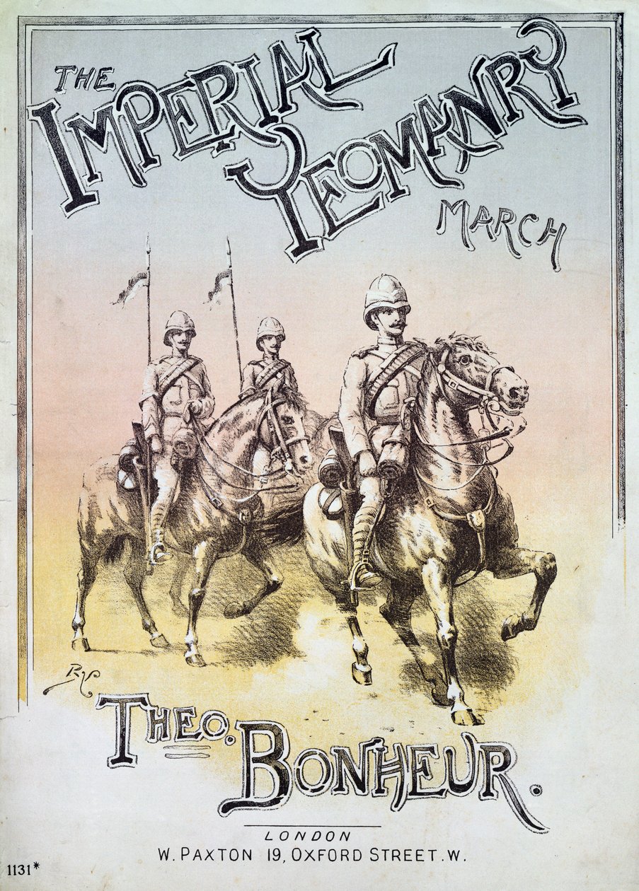 Framsidan av noten till The Imperial Yeomanry March av Theon Bonheur av English School