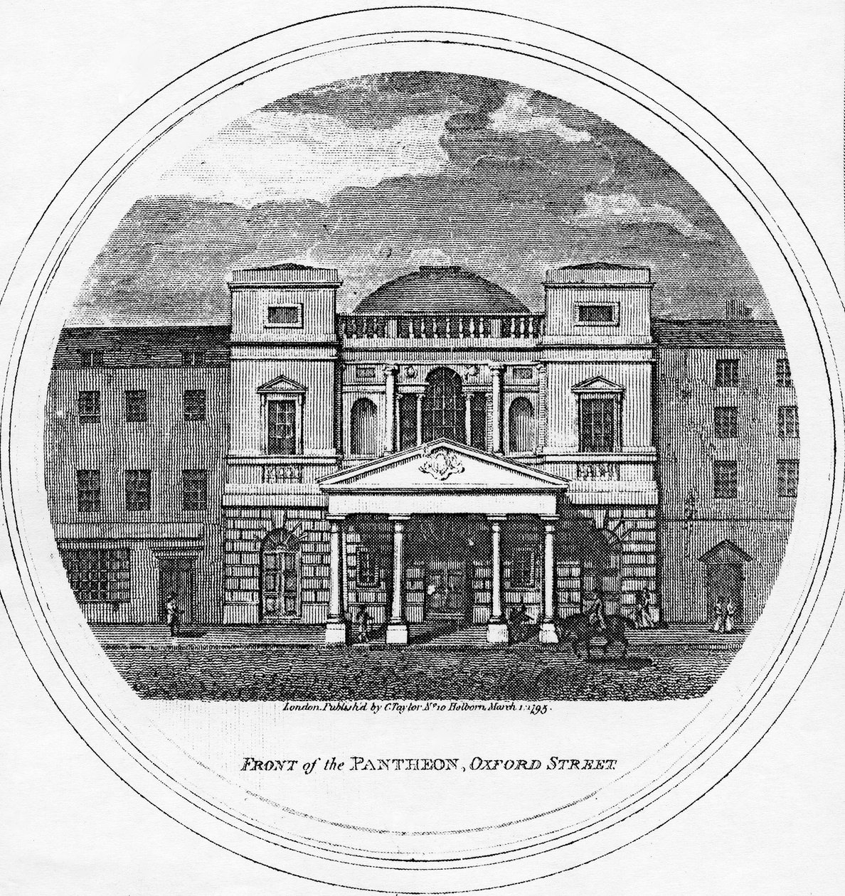 Framsidan av Pantheon, Oxford Street, 1795 av English School