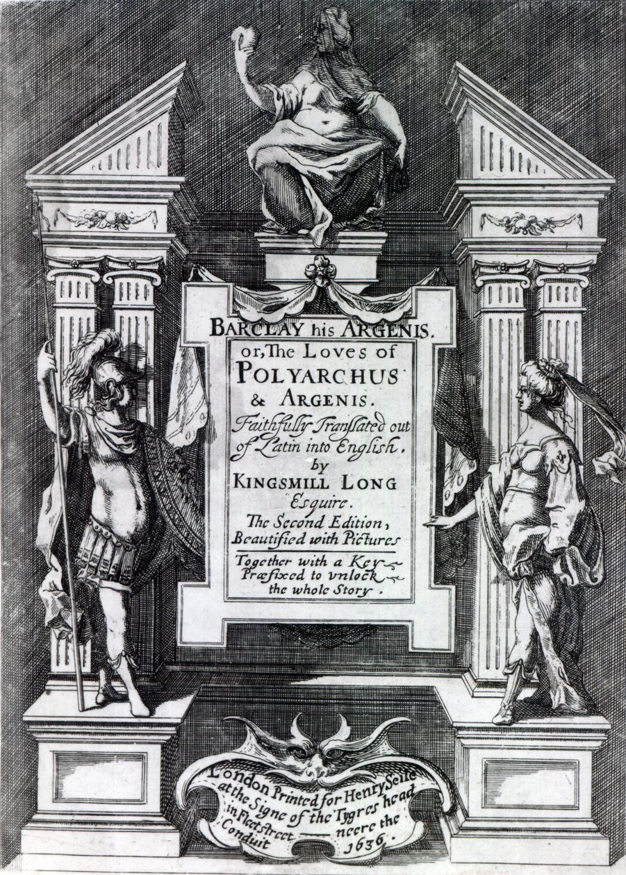 Frontispice for Argenis av John Barclay, andra engelska upplagan, 1636 av English School