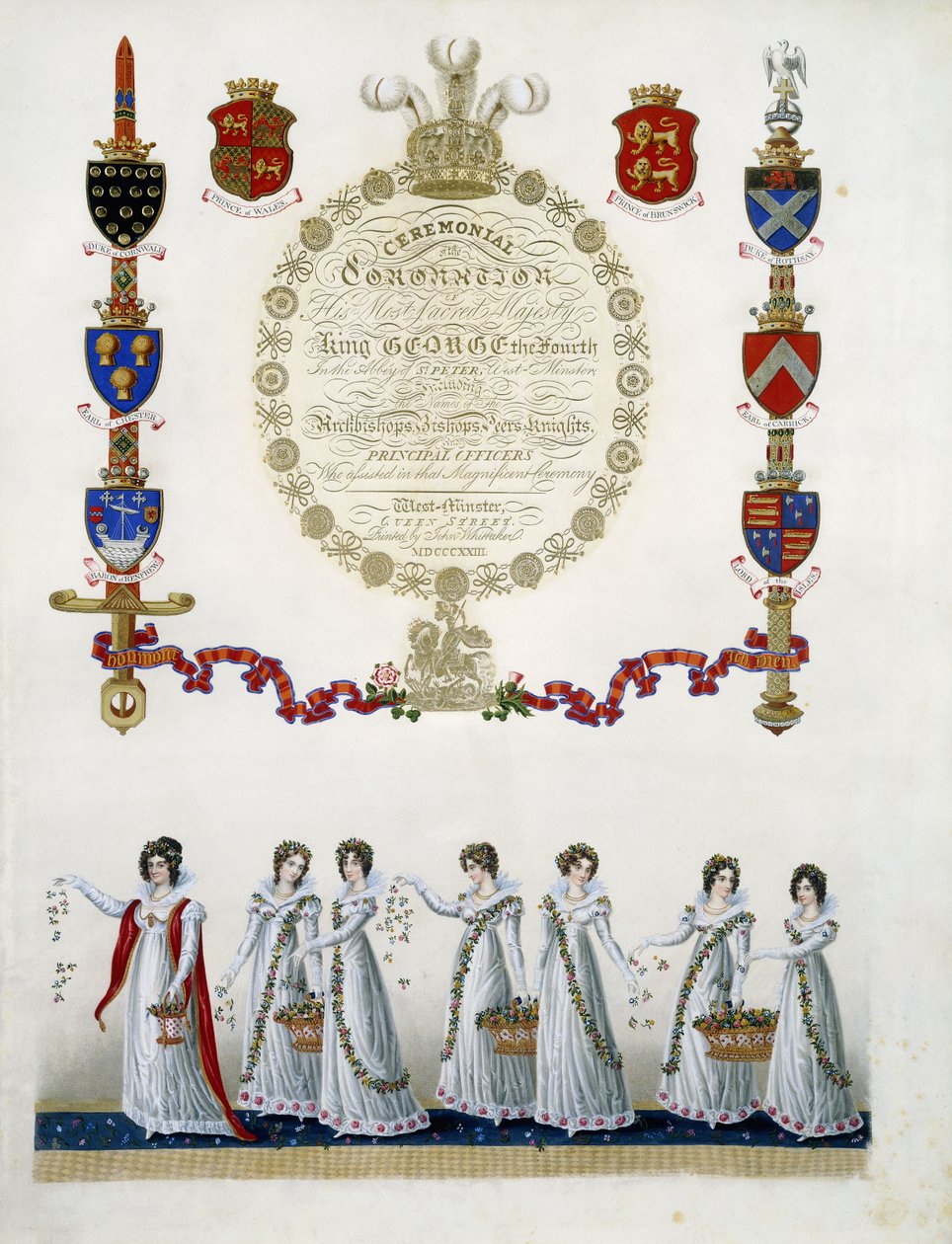 Frontispice, från "Ceremonial of the Coronation of the Coronation of his Most Sacred Majesty King George the Fourth", av John Whittaker, 1823 av English School