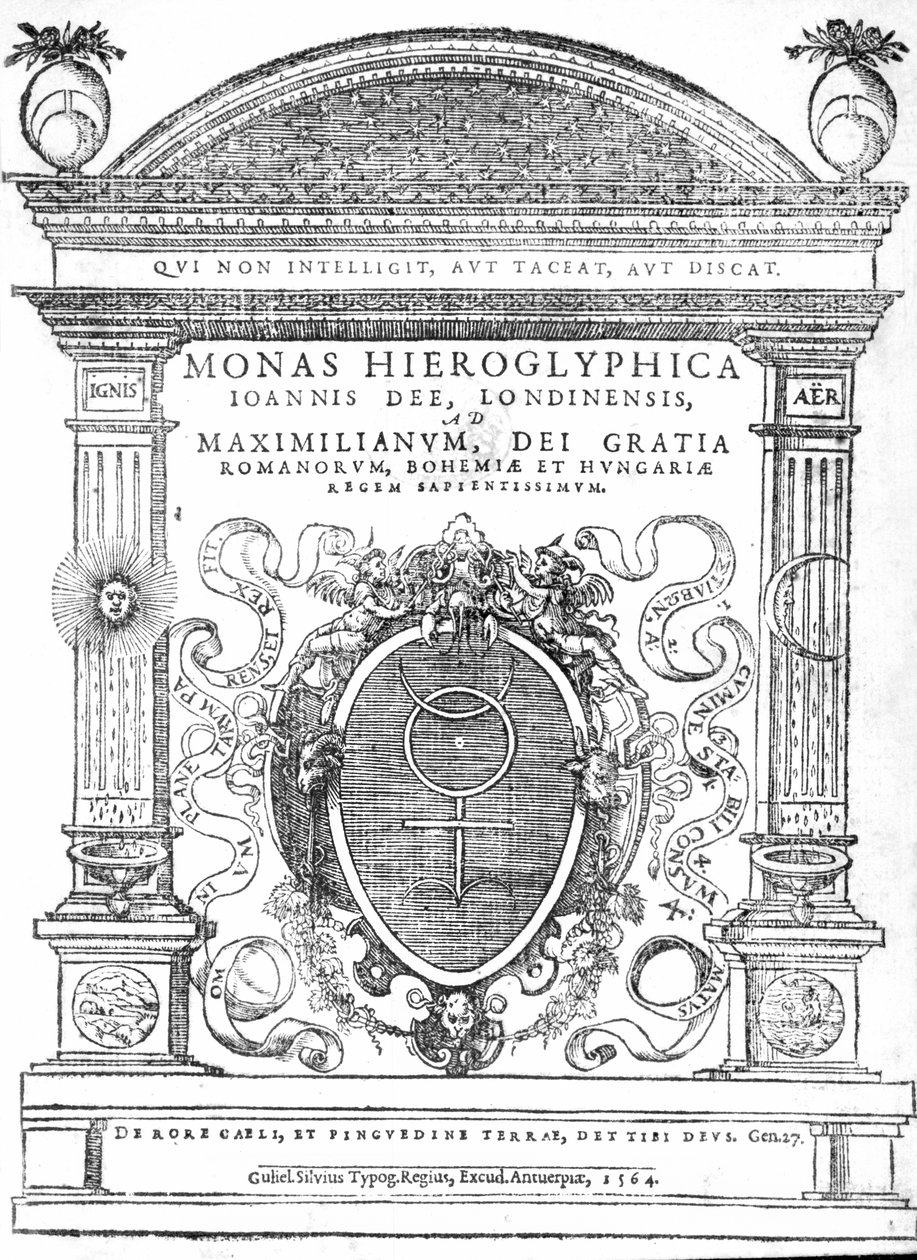 Frontispice från Monas Hieroglyphica av John Dee, publicerad 1564 (tryck) av English School