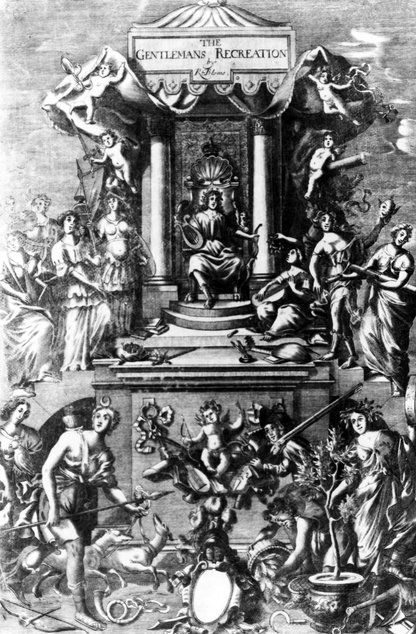Frontispice från The Gentlemans Recreation publicerad av Richard Blome, 1686 av English School