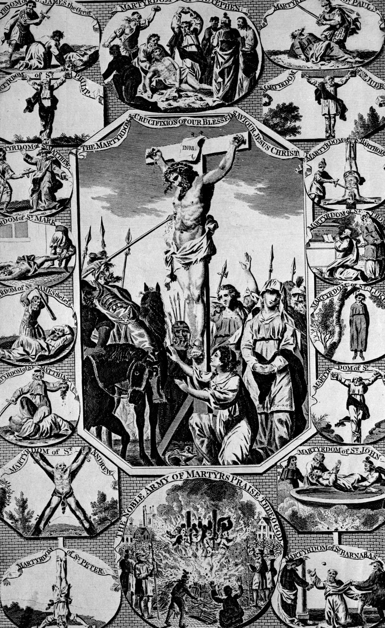 Frontispice från The New and Complete Book of Martyrs av Paul Wright av English School