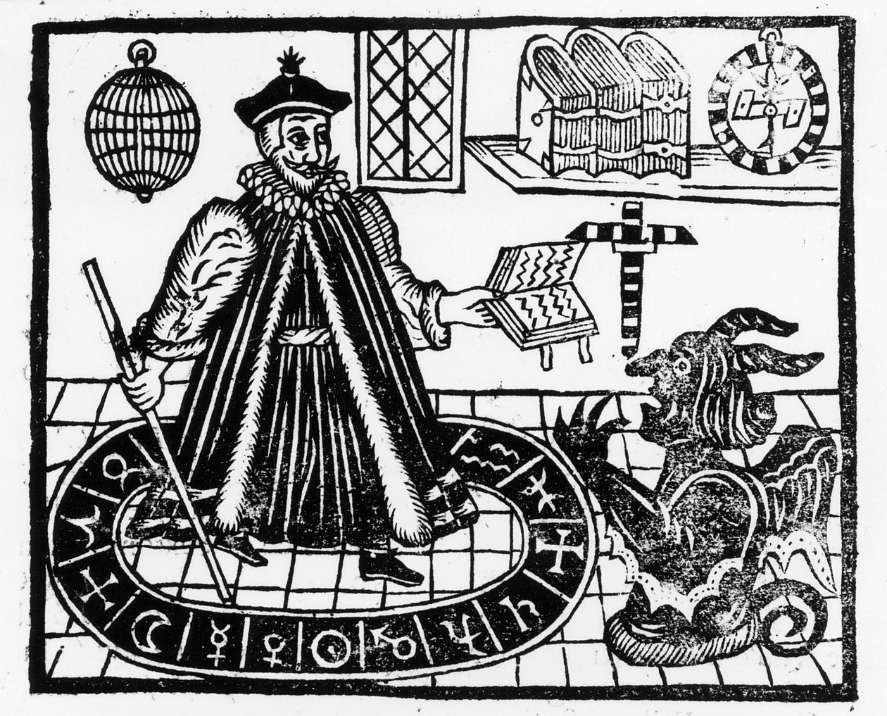 Frontispice av The Tragicall History of the Life and Death of Doctor Faustus, av Christopher Marklin, ca 1616 av English School