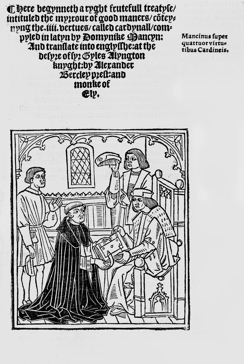Frontispice till Myrrour of good maners 1523 av English School