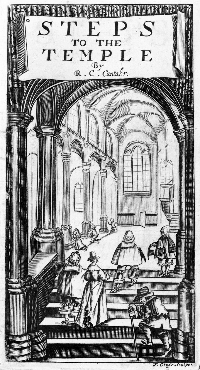 Frontispice to Steps to the Temple av Richard Crashaw, graverad av J. Cross, 1648 av English School