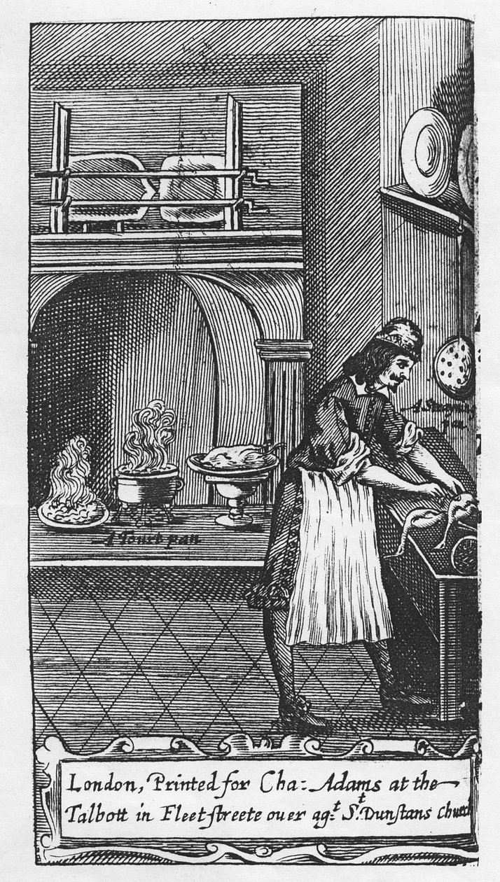 Frontispice till The French Cook av La Varenne, 1653 av English School