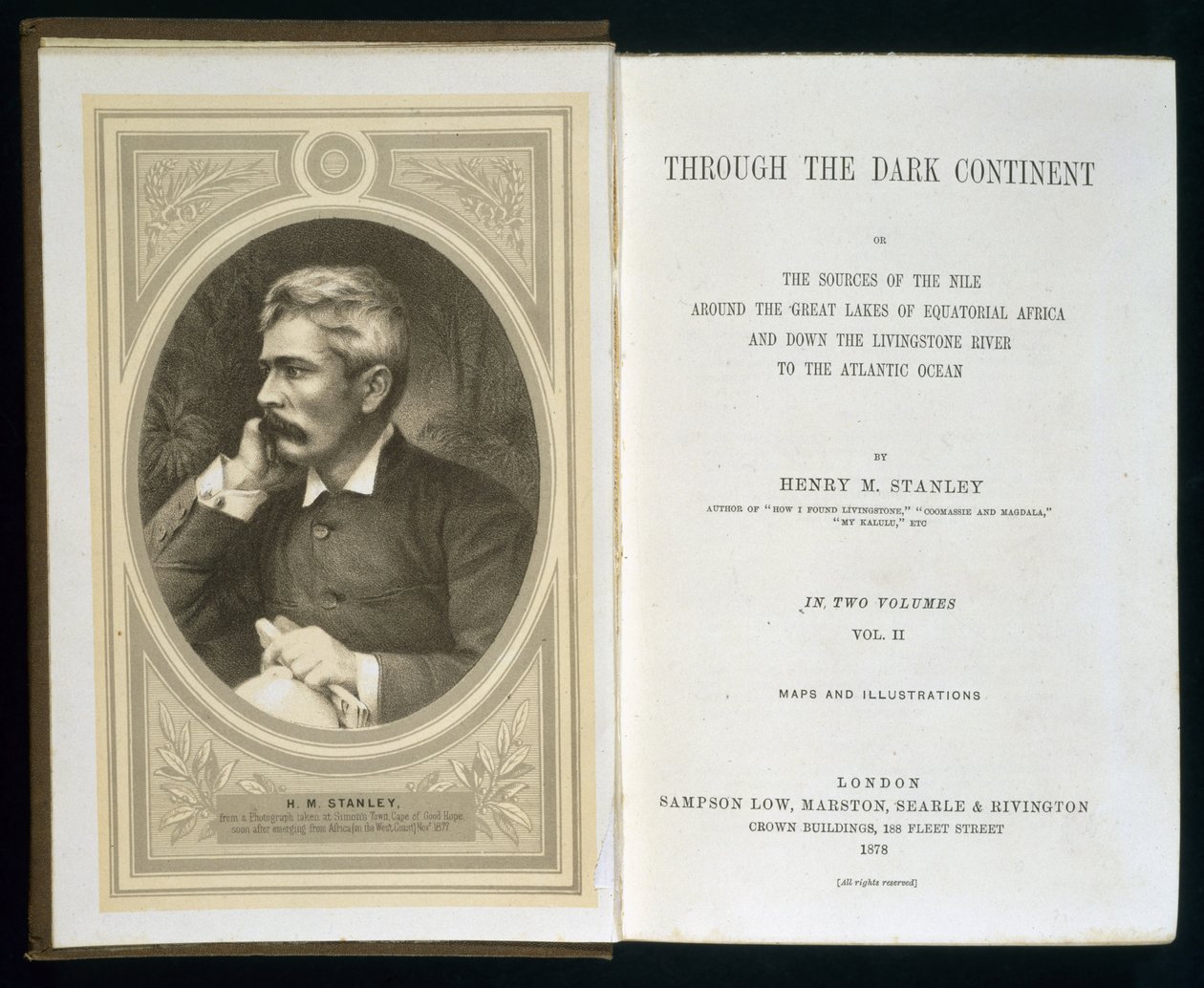 Frontispice to Through the Dark Continent, av Henry M. Stanley, publicerad 1878 av English School